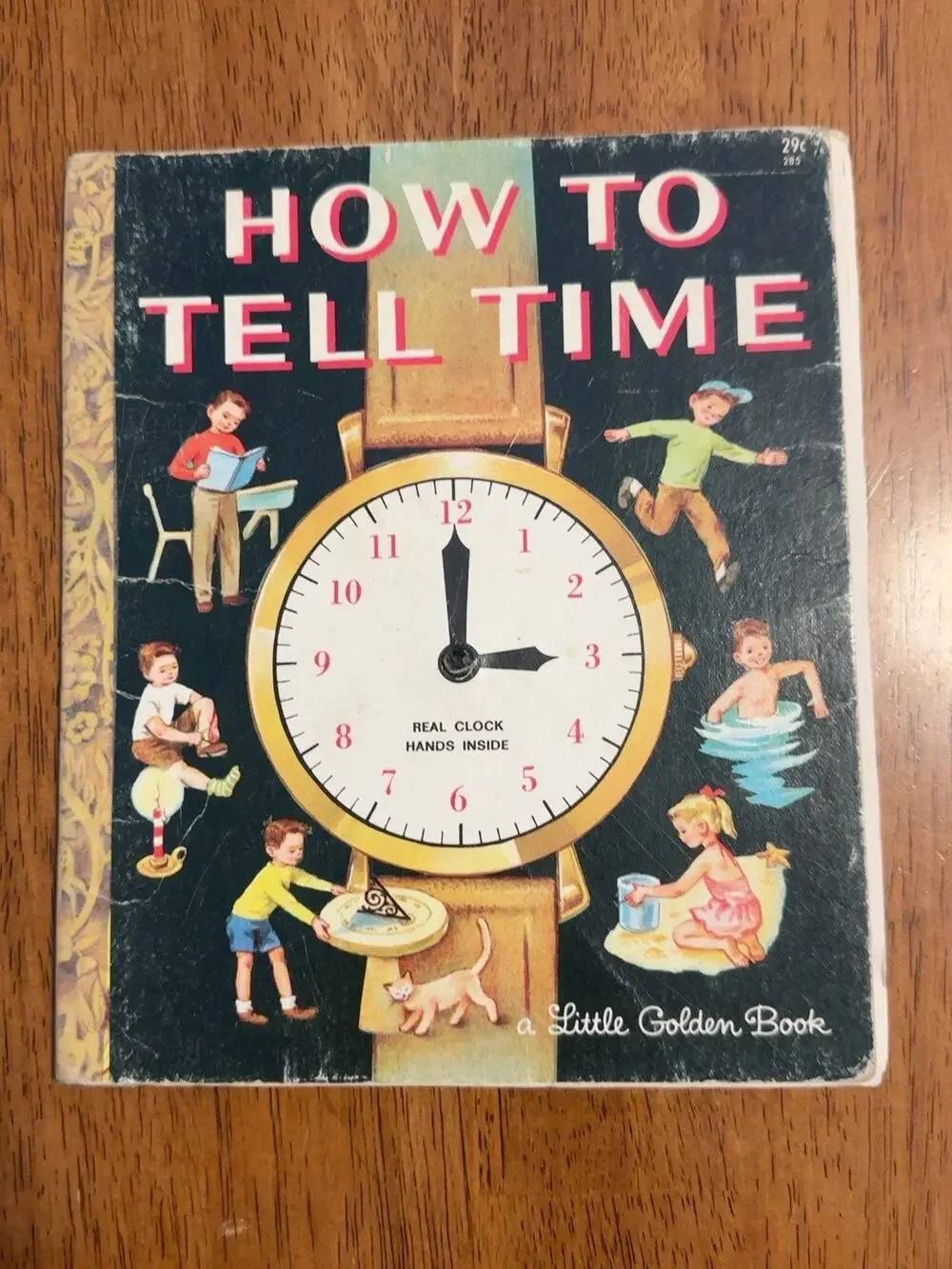 Vintage Little Golden Book How To Tell Time 1957 Real Clock Hands Educational